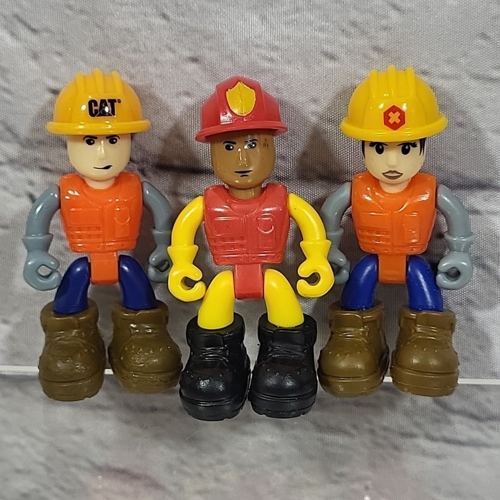 Nikko‎ Toys Ltd Construction Worker Firefighter Action Figures Poseable Lot of 3